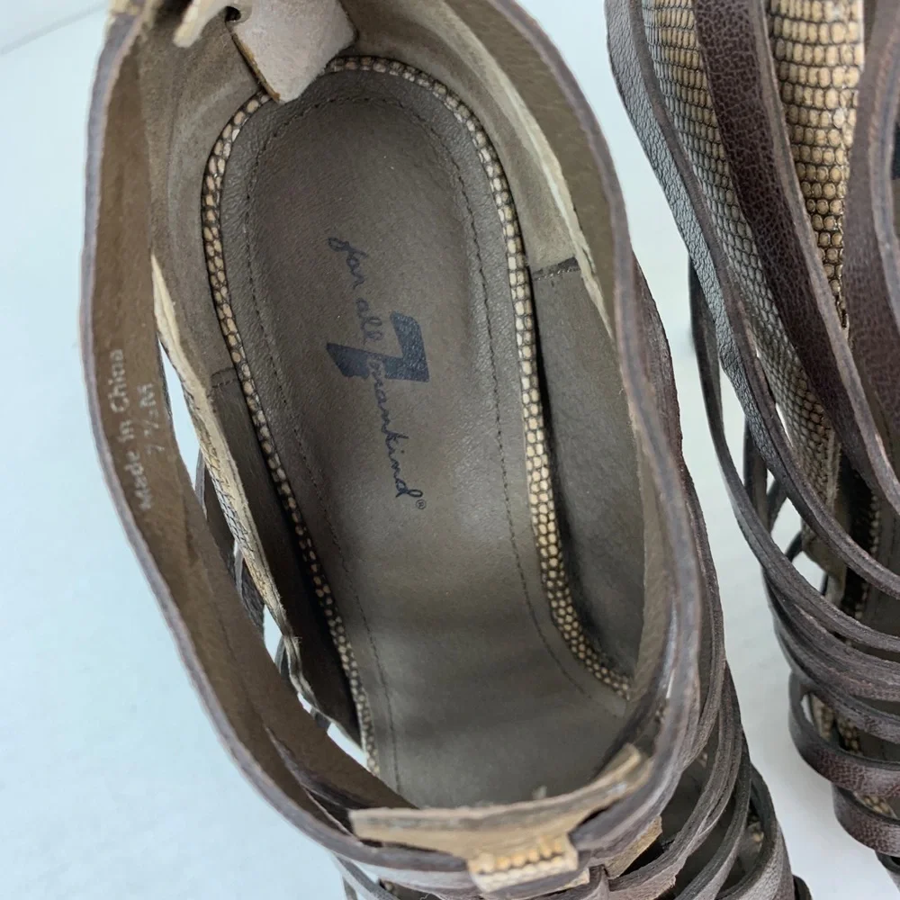 7 For All Mankind Caged Heeled Sandals Size 7.5 - Picture 3 of 8